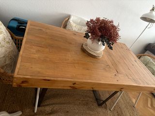 Mesa comedor madera maciza y metal