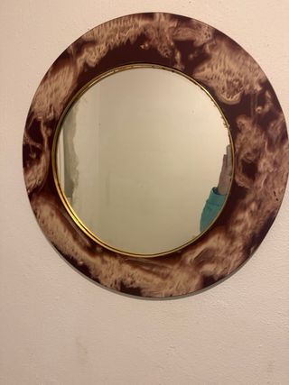 Espejo Redondo Beige y Marrón
