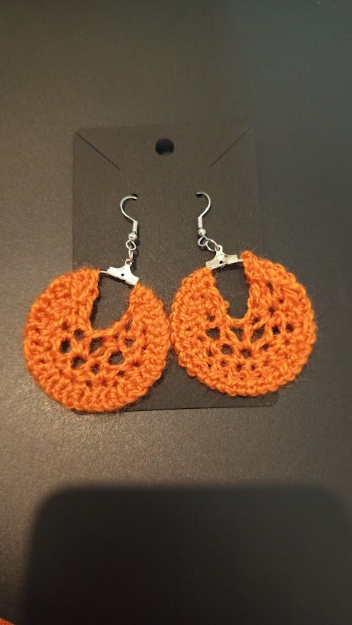 Pendientes Aro Crochet Naranja