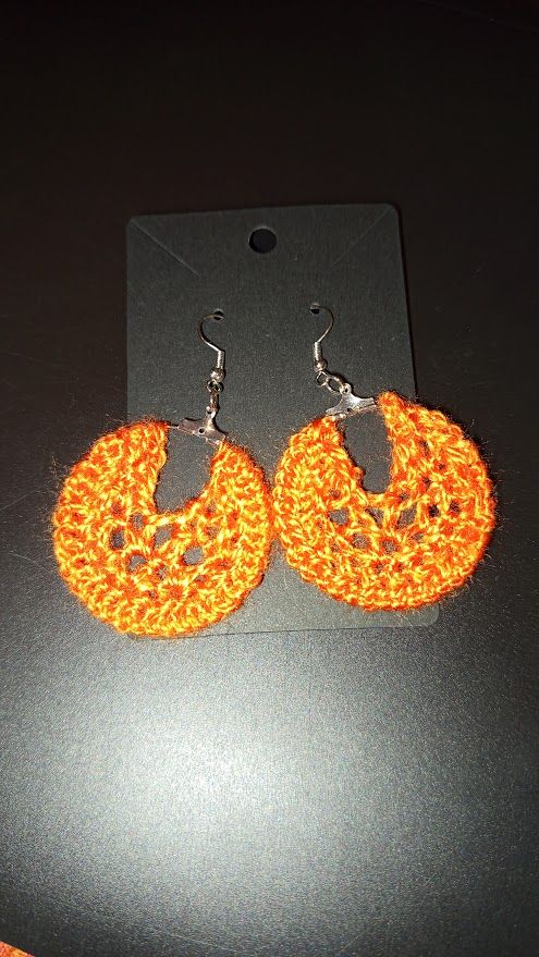Pendientes Aro Crochet Naranja