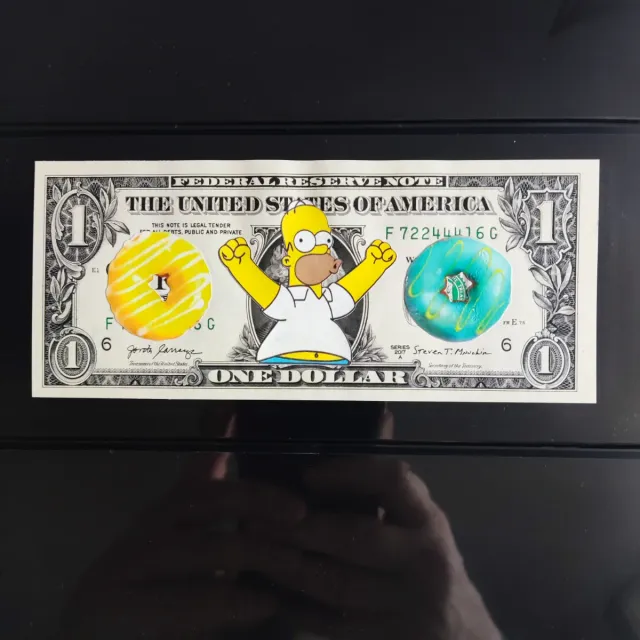 Pop Art Banconota 1 Dollaro Simpsons con Homer 