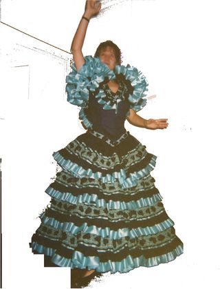 Vestido Flamenco Sevillanas Negro/Azul Talla Única