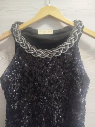 Vestido lentejuelas TOP QUEENS negro/plata Talla S