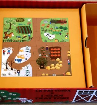 Libro e puzzle fattoria con trattori