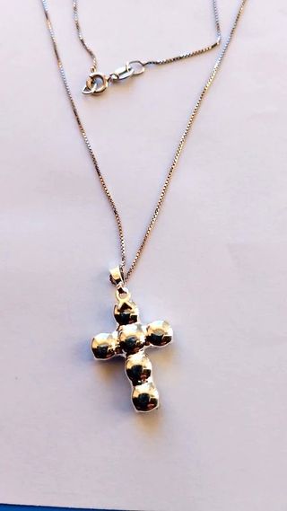 Collana Argento 925 Croce pietre topazio azzurri