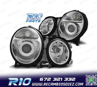 FAROS MERCEDES CLASE E W210 99-02 FONDO CROMO