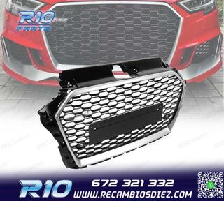 PARRILLA AUDI A3 8V 17-19 LOOK RS3 NEGRO PLATA