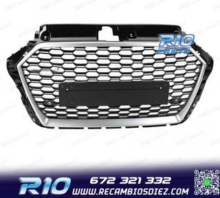 PARRILLA AUDI A3 8V 17-19 LOOK RS3 NEGRO PLATA