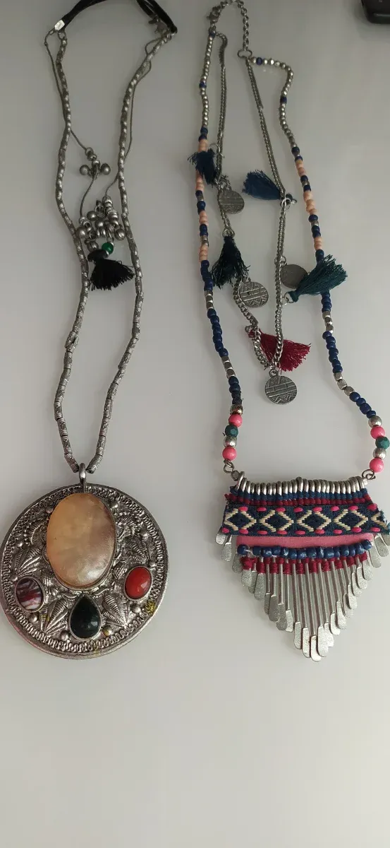 2 Collares Dobles Boho chic.Multicolor