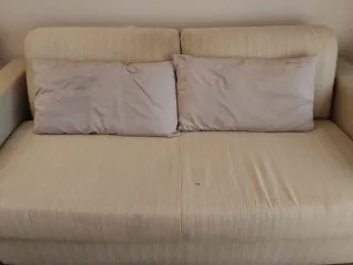 Sofá cama beige de tela