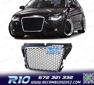 PARRILLA AUDI A3 8P 08-12 LOOK RS3 NEGRO CROMO