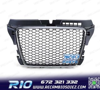 PARRILLA AUDI A3 8P 08-12 LOOK RS3 NEGRO CROMO