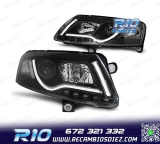 FAROS AUDI A6 C6 04-08 LUZ DIURNA DRL LED NEGRO