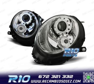 FAROS PARA MINI COOPER R56 R57 06-14 OJOS ANGEL FONDO CROMO