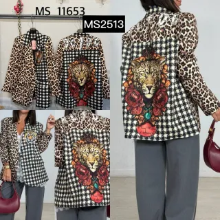 Chaqueta leopardo con estampado de cuadros
