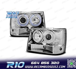 FAROS PARA JEEP GRAND CHEROKEE 93-98 OJOS ANGEL CROMADOS