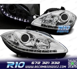 FAROS PARA SEAT LEON Y ALTEA 09-12 LUZ DIURNA FONDO CROMO
