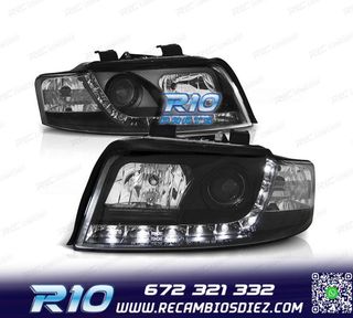 FAROS AUDI A4 B6 00-04 FONDO NEGRO LUZ DIURNA LED