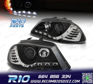 FAROS SEAT IBIZA 6L 02-08 LUZ DIURNA Y INTERMITENTE LED FOND