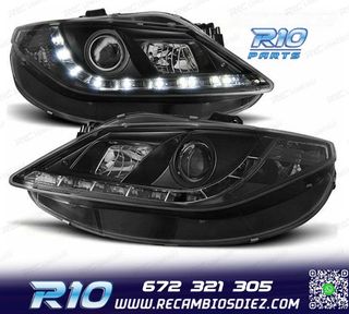 FAROS PARA SEAT IBIZA 6J 08-12 LUZ DIURNA LED FONDO NEGRO