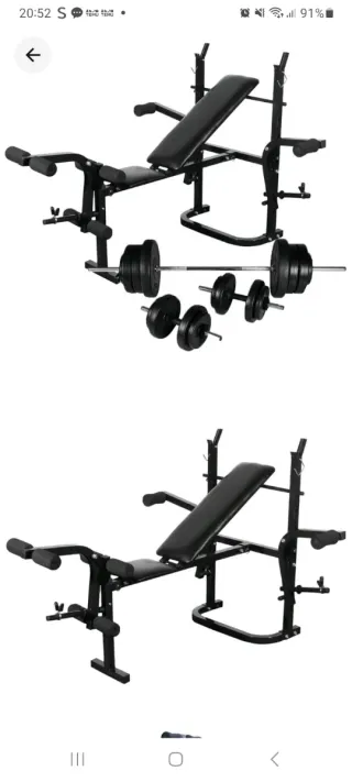 Banco de musculación con pesas