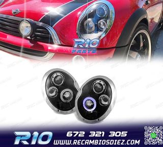 FAROS PARA MINI COOPER 01-06 OJOS ANGEL NEGROS