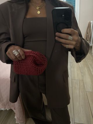 Pochette ecopelle bordeaux fatta a mano