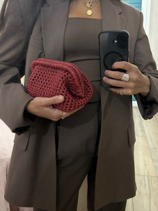Pochette ecopelle bordeaux fatta a mano