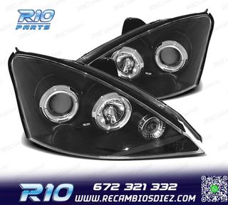FAROS FORD FOCUS 98-01 OJOS ANGEL LED FONDO NEGRO