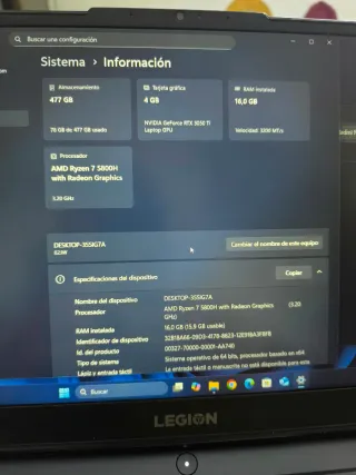 Lenovo Legión 5 15ACH6 Portátil Gaming