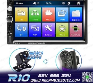 RADIO 2DIN 7" TÁCTIL BLUETOOTH USB SD + CAMARA MARCHA ATRÁ