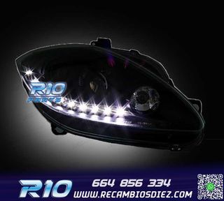 FAROS PARA SEAT LEON ALTEA TOLEDO 04-09 LUZ DIURNA LED FONDO