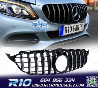 PARRILLA MERCEDES W205 14-18 LOOK AMG GT CROMO NEGRO
