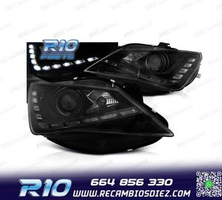 FAROS PARA SEAT IBIZA 6J 12-15 LUZ DIURNA LED FONDO NEGRO