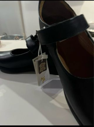 Zapatos colegiales niña piel velcro negros
