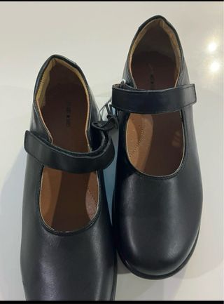 Zapatos colegiales niña piel velcro negros
