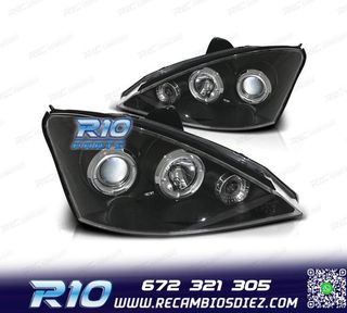 FAROS FORD FOCUS 01-05 OJOS ANGEL FONDO NEGRO