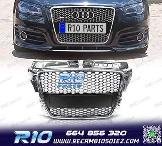 PARRILLA AUDI A3 8P 08-12 LOOK RS CROMO NEGRO