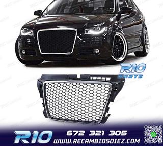 PARRILLA AUDI A3 8P 08-12 LOOK RS3 NEGRO CROMO
