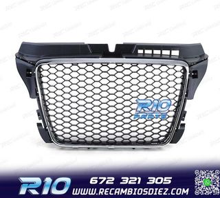 PARRILLA AUDI A3 8P 08-12 LOOK RS3 NEGRO CROMO