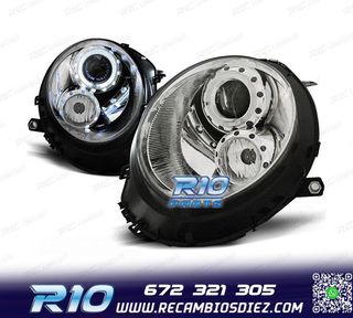 FAROS PARA MINI COOPER R56 R57 06-14 OJOS ANGEL FONDO CROMO