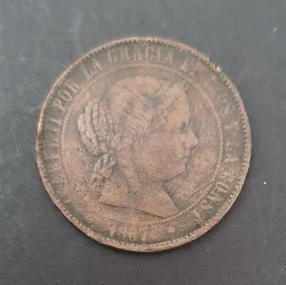 España 2 monedas 5 céntimos de escudo, Isabel II