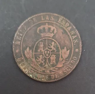 España 2 monedas 5 céntimos de escudo, Isabel II