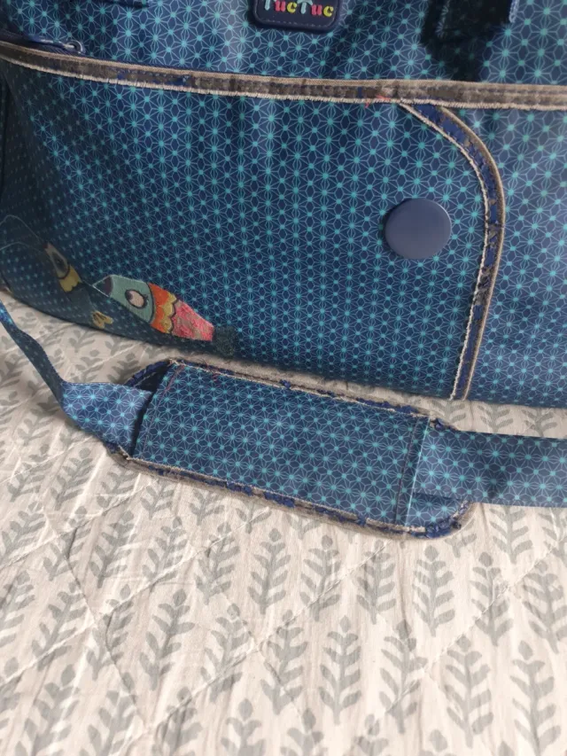 Conjunto para carro de bebé azul marca TUC TUC