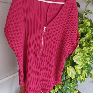 Blusa con cremallera color rosa/rojo 