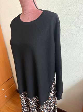 Vestido Negro Asimétrico Otoño Talla M
