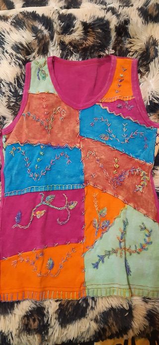 Camiseta tirantes hippy patchwork S