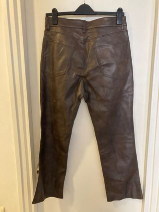 Pantalón mujer efecto piel marrón Zara Talla 40