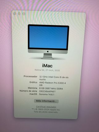 IMAC 27 2020 Apple . 27 Pulgadas, Retina 5K