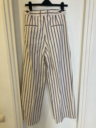Pantalón Zara mujer rayas negras/beige algodón